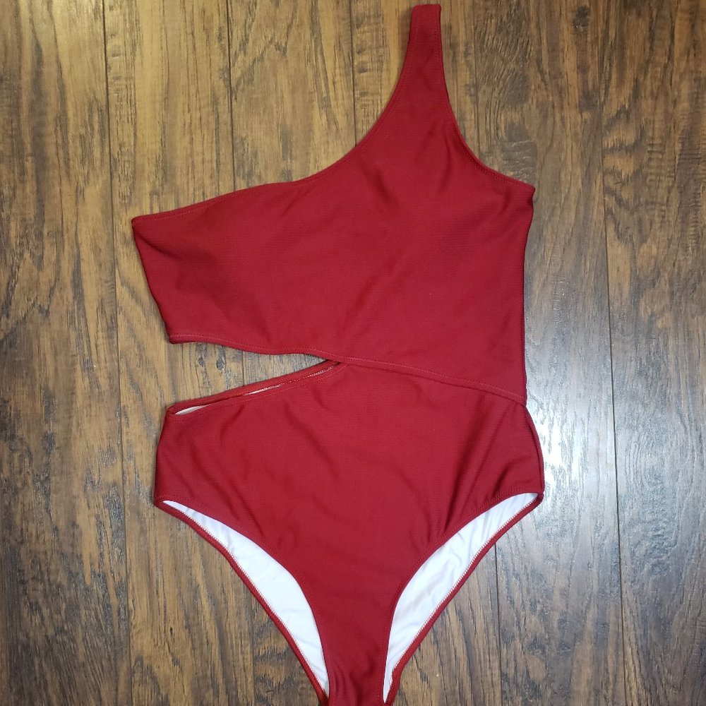Red one piece bathing suit